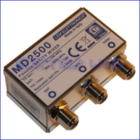 MIX / DEMIX PASSIVO SATELLITE-TERRESTRE connettori a F - LEM MD2500 LTE READY