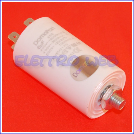 Condensatori di rifasamento - motore 6uF 450V. con attacco a faston. 34x61 mm